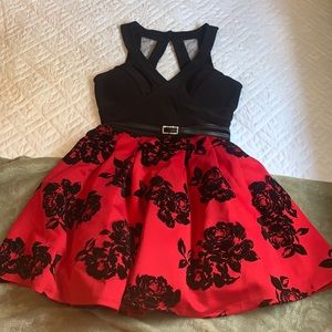 Red and black formal dress